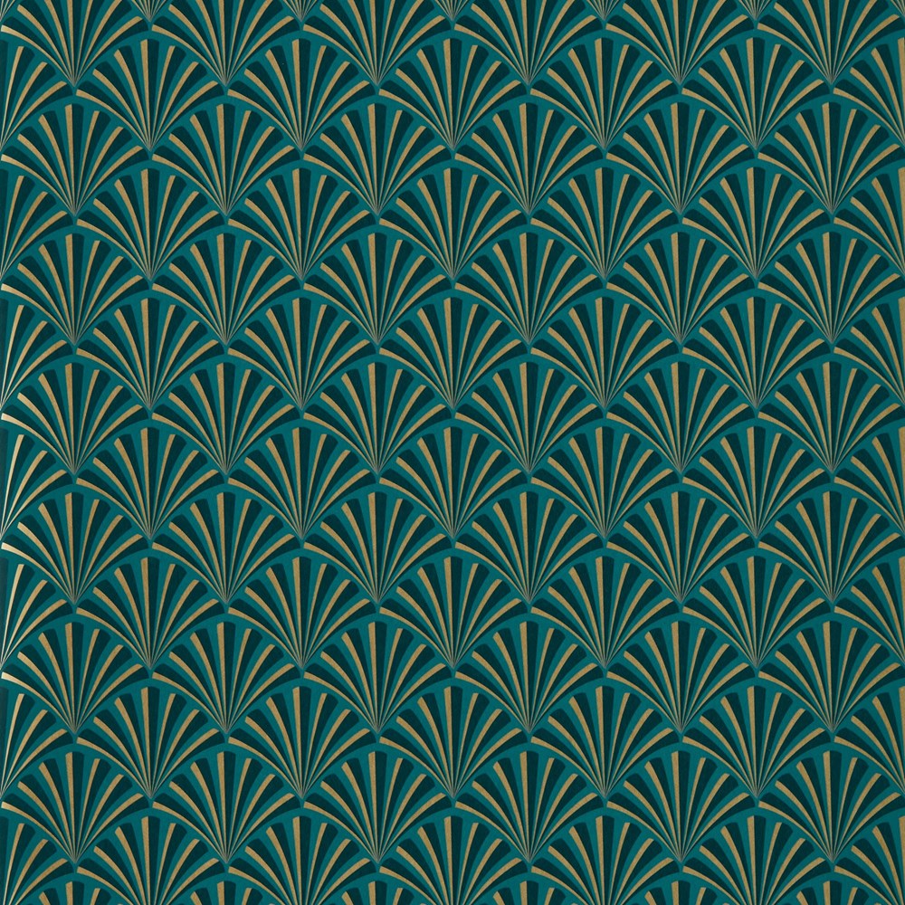 Chrysler Wallpaper W0164/04 by Clarke & Clarke in Teal Blue